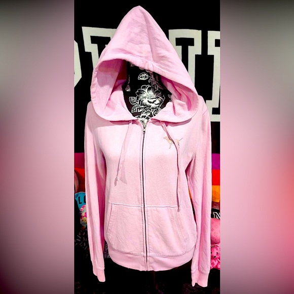Victoria Secret Pink Holographic LOVE PINK Zippered Hoodie Y2K VINTAGE - Picture 2 of 8